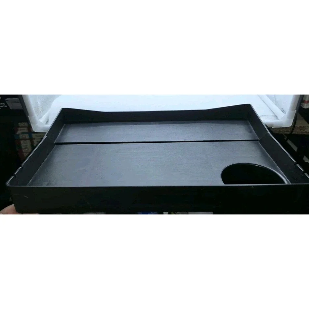 SPACELEAD Bed Tray Table Clamp On Bedside Organizer Shelf with Cup Holder Black